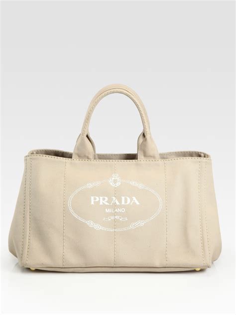 prada printed logo denim tote bag